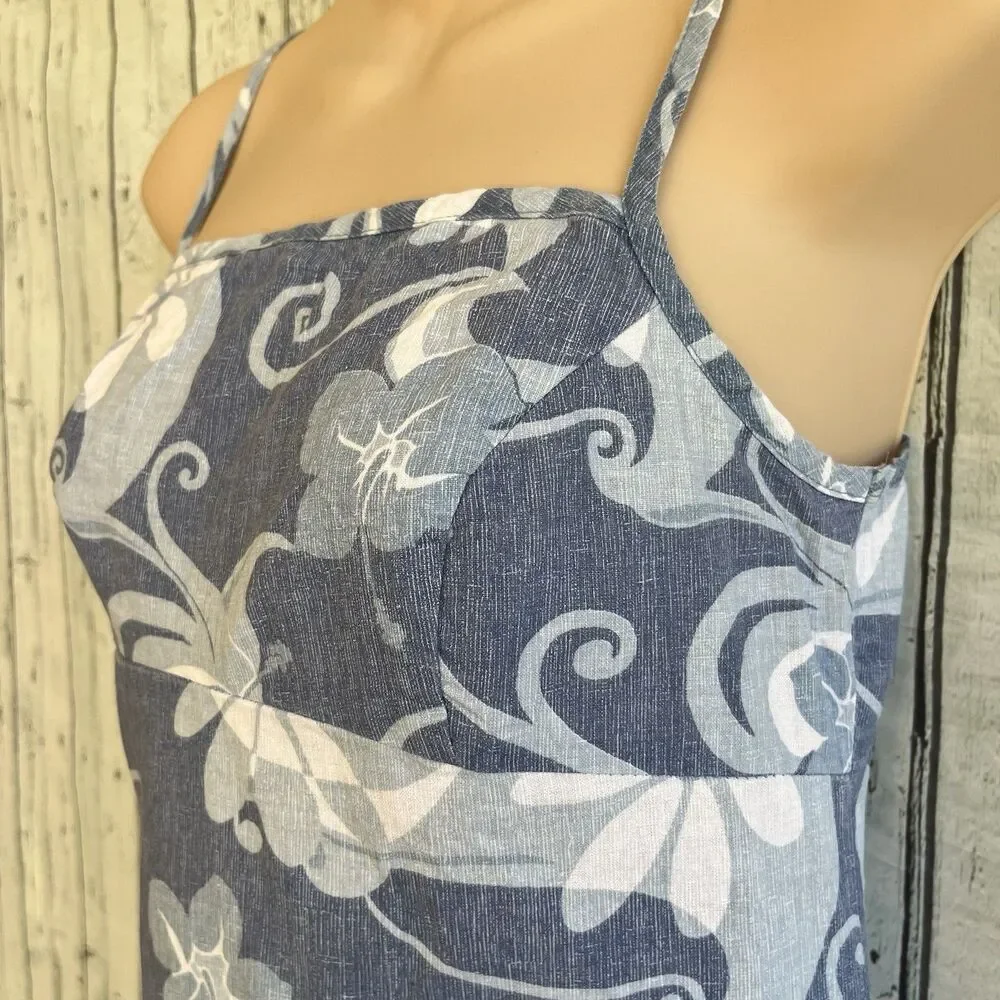 Charlotte Russe Vintage Baby Doll Sun Dress Size S Blue Floral Beachy Sheath